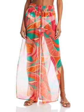 265$ Ramy Brook Haley Semi Sheer Swim Cover-Up Pants Size S Bright Green